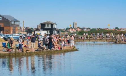 Crabbing, from the edge of a creek in Walberswick, Suffolk